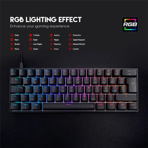 Teclado Gamer Mecanico Fantech Maxfit 61 Blanco Profesional