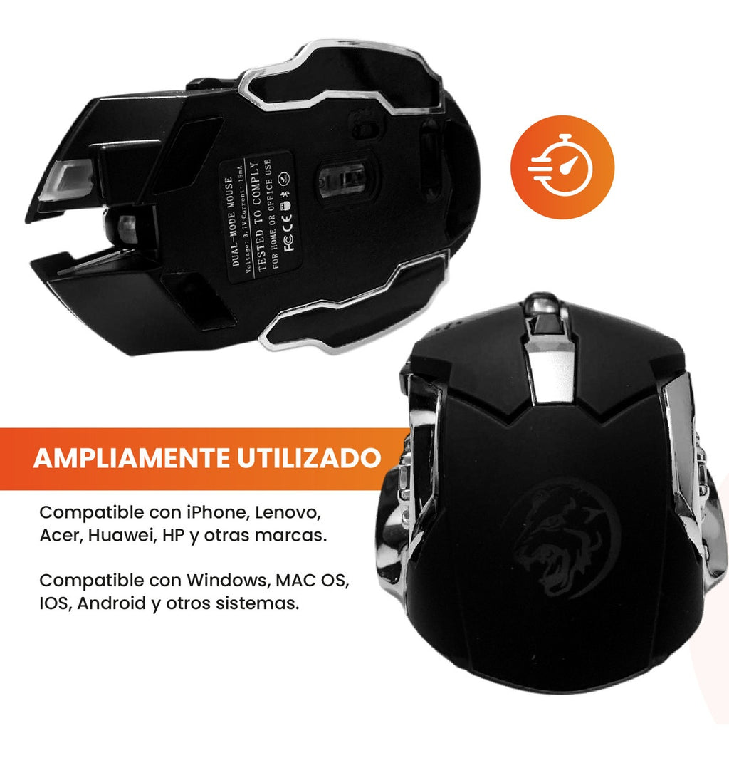 Mouse Gamer Inalambrico 6 Botones Black Edition Receptor Usb Con Luces Rgb