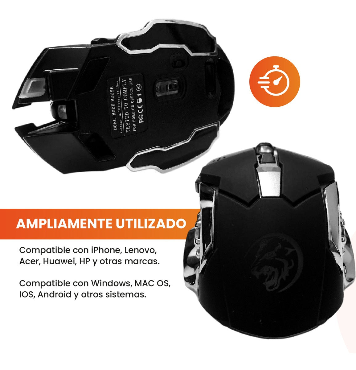 Mouse Gamer Inalambrico 6 Botones Black Edition Receptor Usb Con Luces Rgb