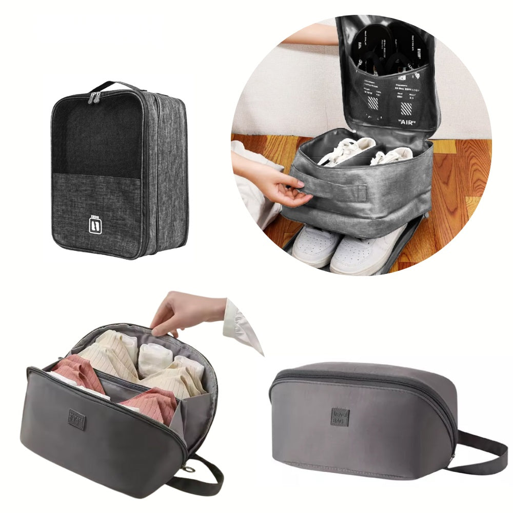 Combo Bags Organizador De Zapatos + Organizador De Ropa Interior Gris