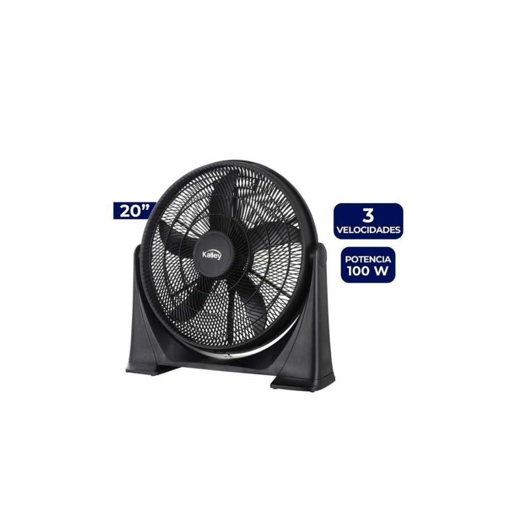 Ventilador Kalley Turbo 20" De Piso Potente 100W Con 3 Velocidades