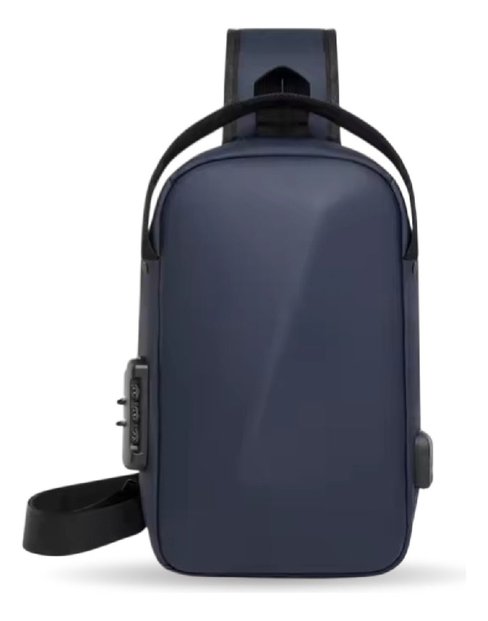 Morral Bolso Antirrobo Impermeable Con Puerto Usb Y Candado De Seguridad Azul