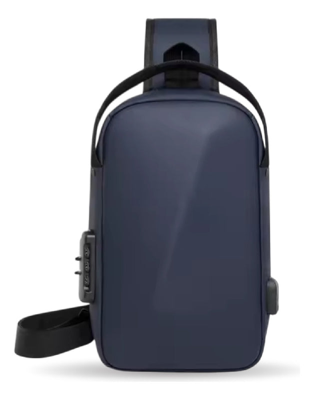 Morral Bolso Antirrobo Impermeable Con Puerto Usb Y Candado De Seguridad Azul