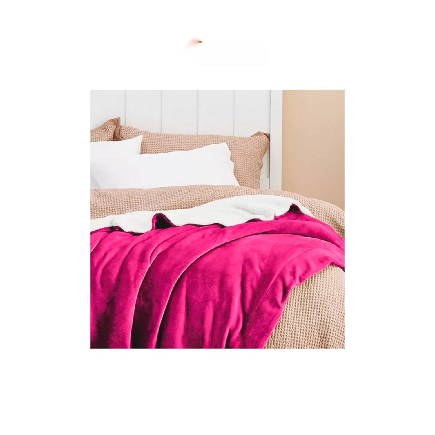 Cobija Cubre Cama Manta Ovejera Terciopelo 180X240 Cm Fucsia