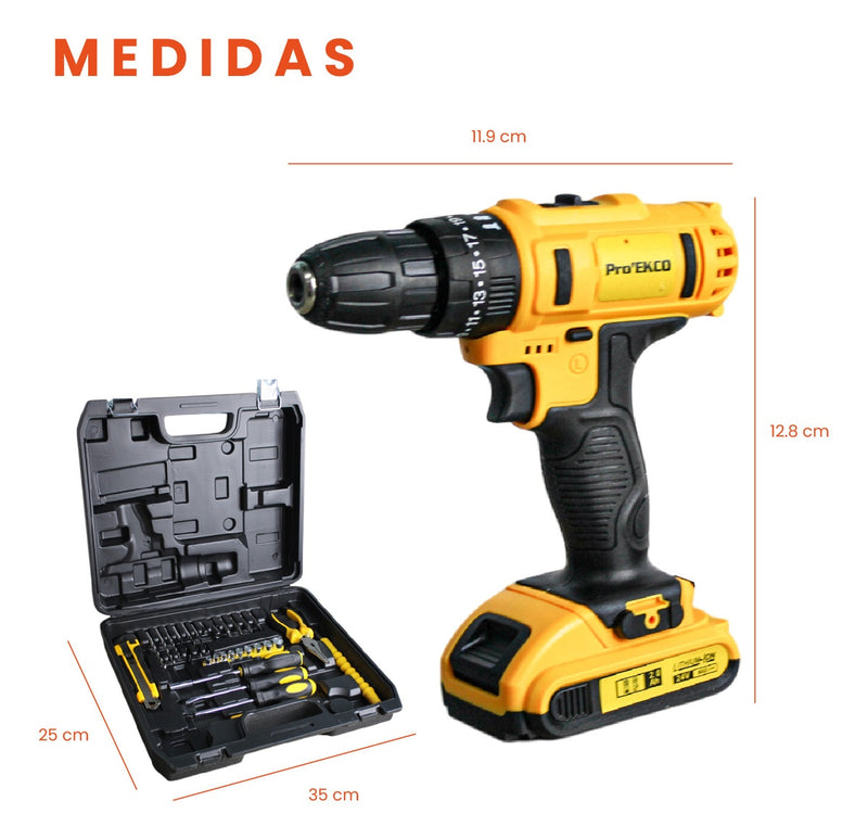Taladro Inalambrico Doble Bateria 25V Con 30 Accesorios Estuche