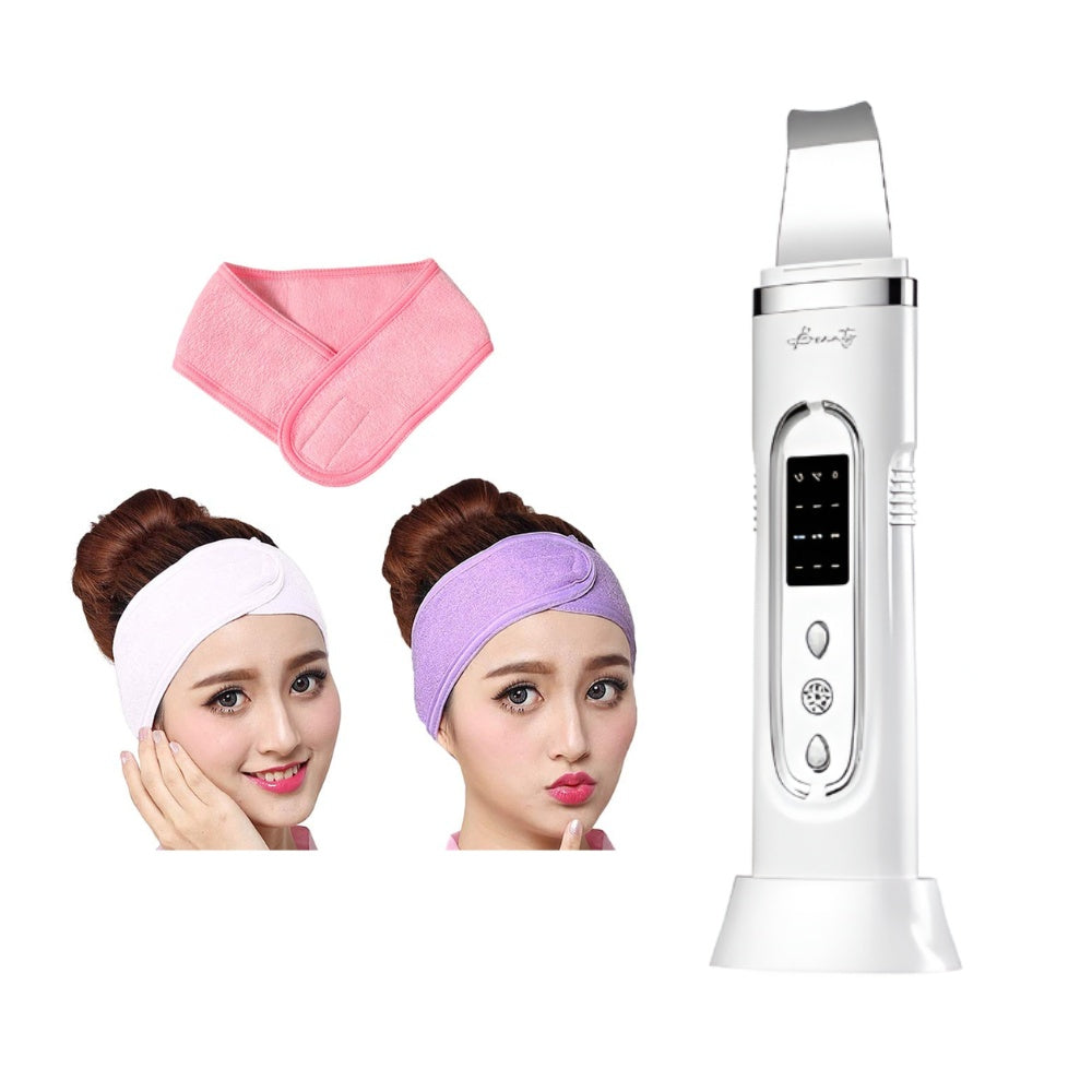 Combo Espatula Extractora Espinillas Limpieza Ultrasonica + 2 Bandas Diadema Cabello