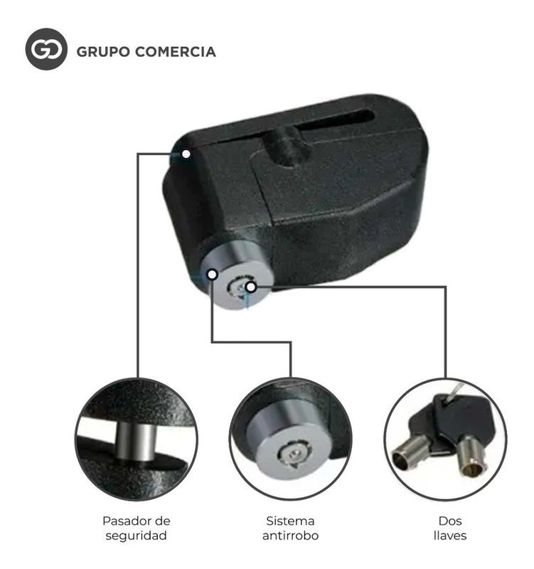 Candado Moto Alarma Freno De Disco Original Premium 2 Llaves