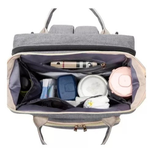 Bolso Panalera Multifuncional Corral 3 En 1 Para Bebes Color Gris