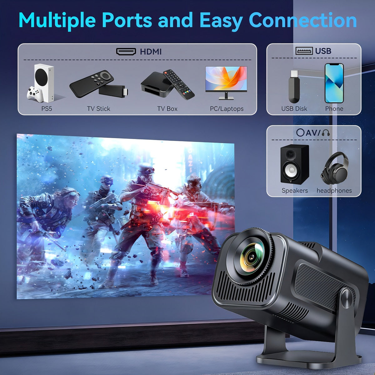 Mini Proyector Android Netflix 4K Hy320 Enfoque Automatico 200 Pulgadas