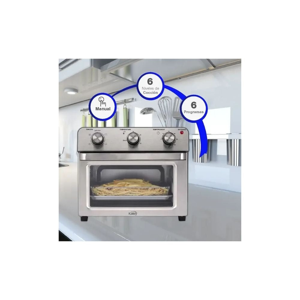 Horno Electrico Kalley 20 Litros Air Fryer 1500W Multifuncion