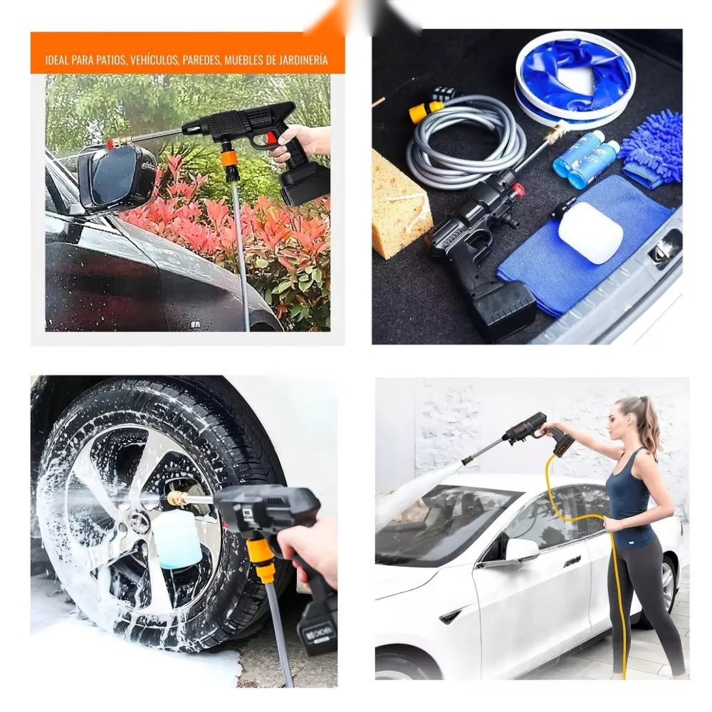 Combo Hidrolavadora Doble Bateria 48V Alta Presion + Compresor De Aire Portable Vehiculos 150Psi