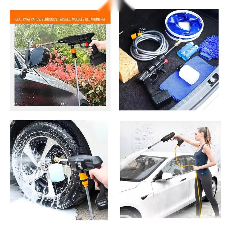 Combo Hidrolavadora Doble Bateria 48V Alta Presion + Compresor De Aire Portable Vehiculos 150Psi