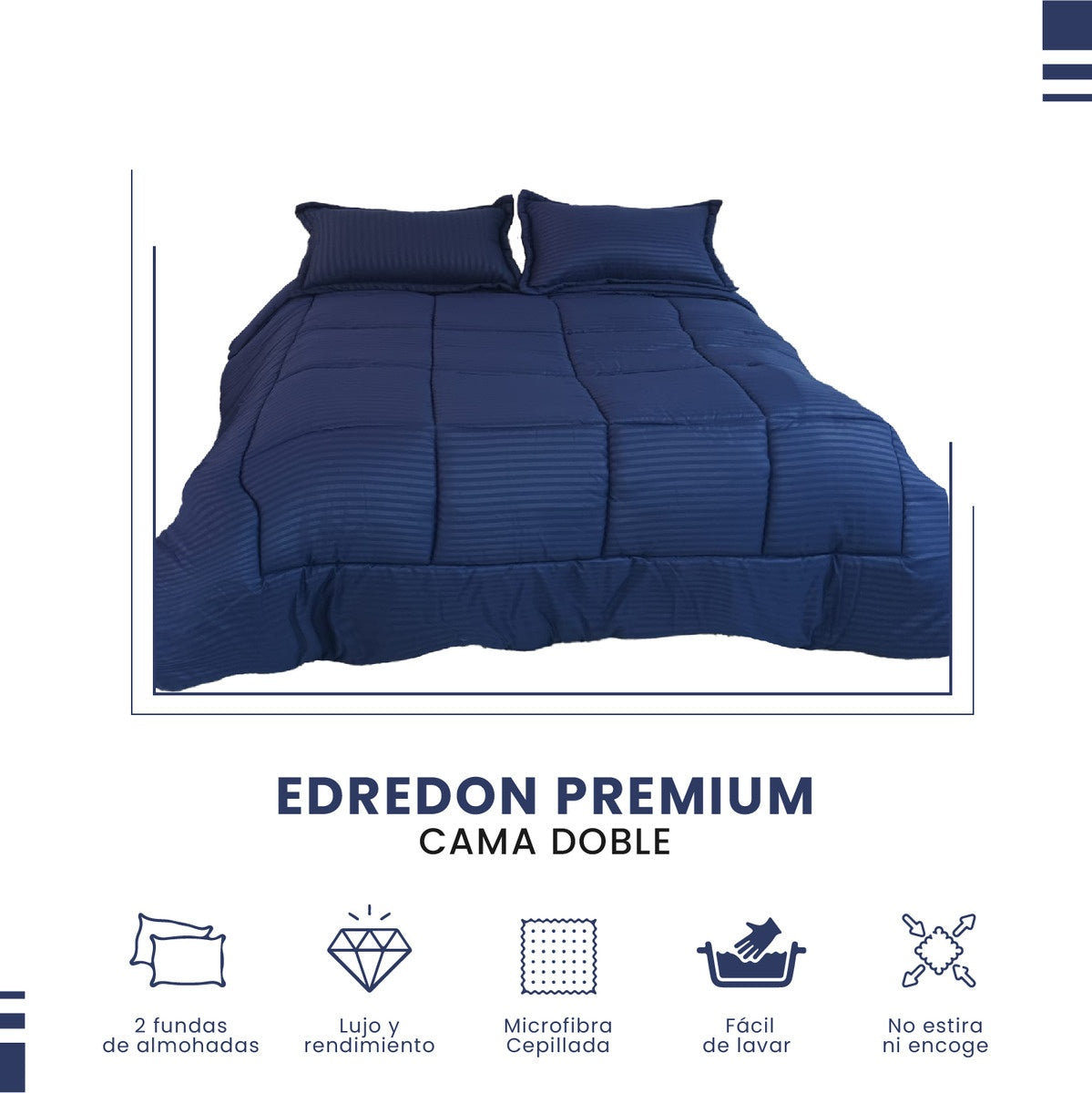 Edredon Cubrelecho Premium Cama Doble Con Fundas Para Almohada Innovo Home