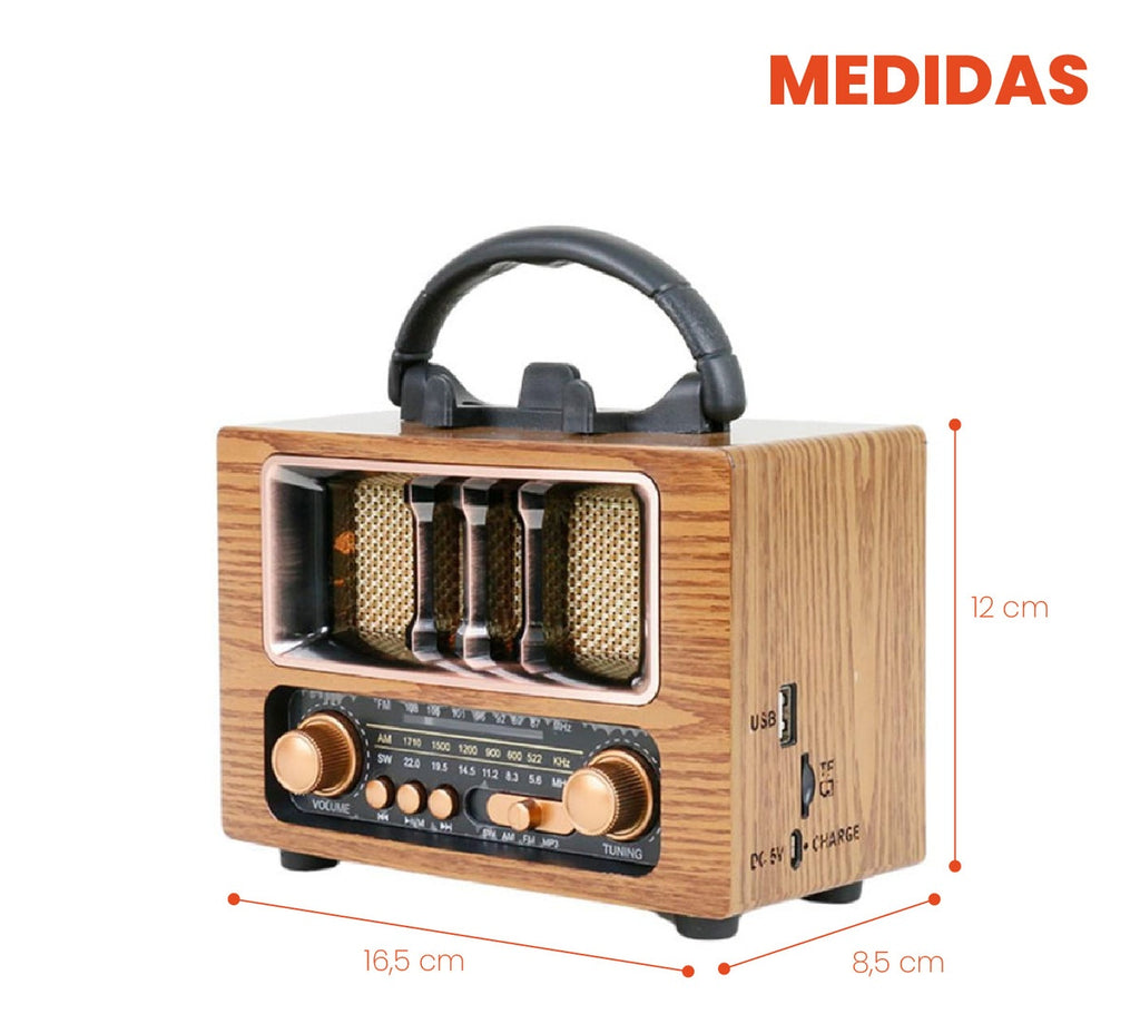 Radio Portable Recargable Retro Am Fm Tws Bluetooth Nns