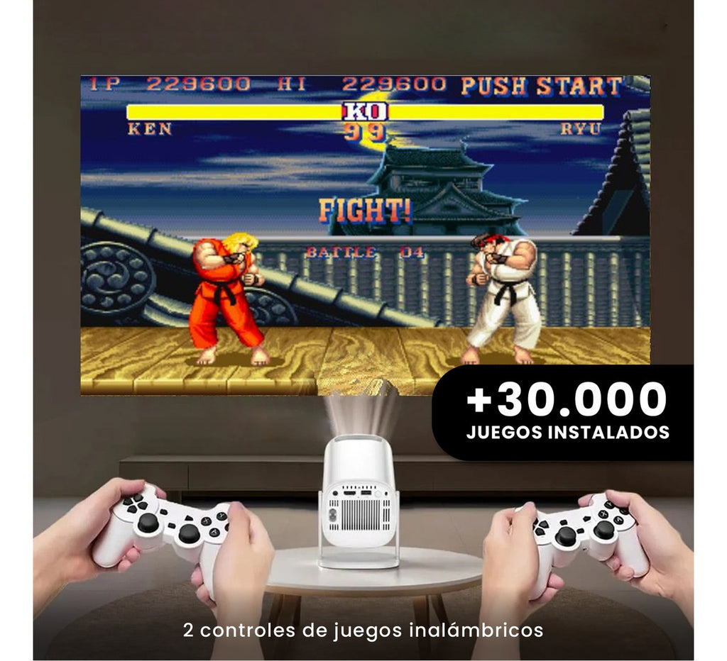 Proyector Smart S40 Max 4K Android 11 Wifi 5G + 2 Controles + Base Metalica +30.000 Juegos Y Apps