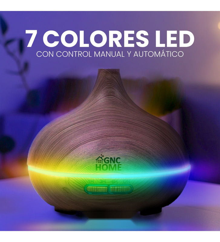 Difusor Ambientador Humidificador Con Luz Rgb 300 Ml Diseno Madera