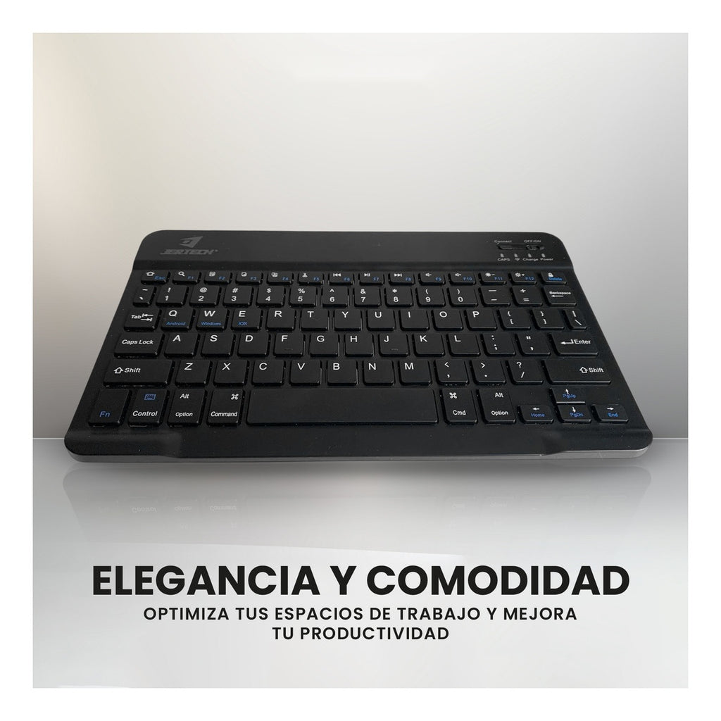 Teclado Inalambrico 3 En 1 Jertech Inn Receptor Usb Mouse Soporte Tablet O Celular Portatil
