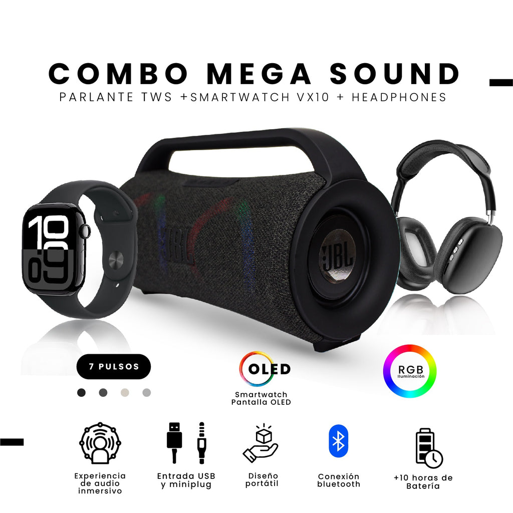 Regalo Perfecto Para Papa Reloj Smartwatch Audifonos Pro Parlante Mega Bass