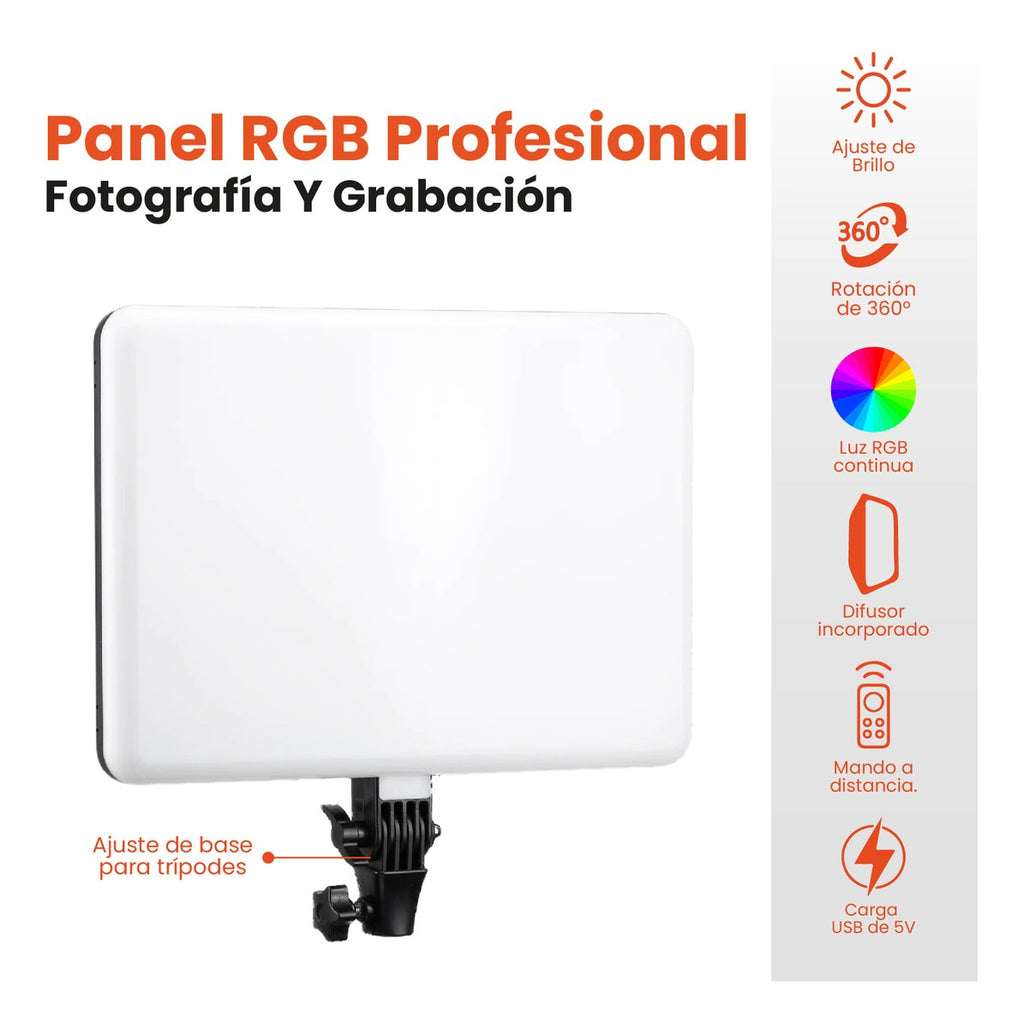 Panel De Luz Profesional Fotografia Con Tripode Ajustable Control Remoto 36 X 25 Cm