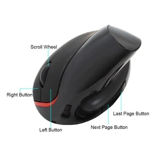 Mouse Inalambrico Ergonomico Vertical Tunel Carpiano Color Negro