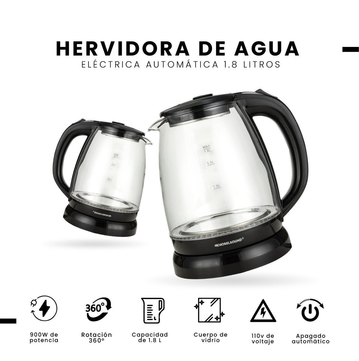 Jarra Electrica Nobelso Innovo Hogar Tetera 1.8L