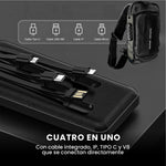 Bolso Manos Libres Antirrobo Con Clave Hombre Color Negro Con Power Bank 10.000