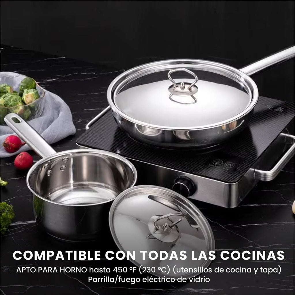 Juego De Ollas Acero Quirurgico Inoxidable 15 Piezas Bekaline Innovo Cocina Premium