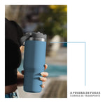 Termo Acero Inoxidable 900Ml Flip Straw Antiderrames Frio Calor Azul