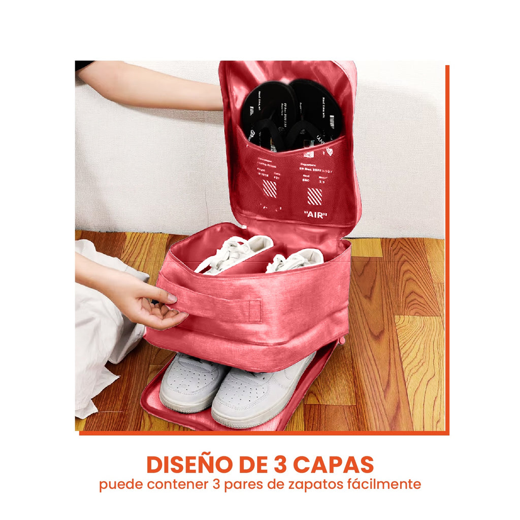 Combo Maleta Viajera + Organizadores Equipaje De Zapatos Y Cosmetiquera Maquillaje Rosa
