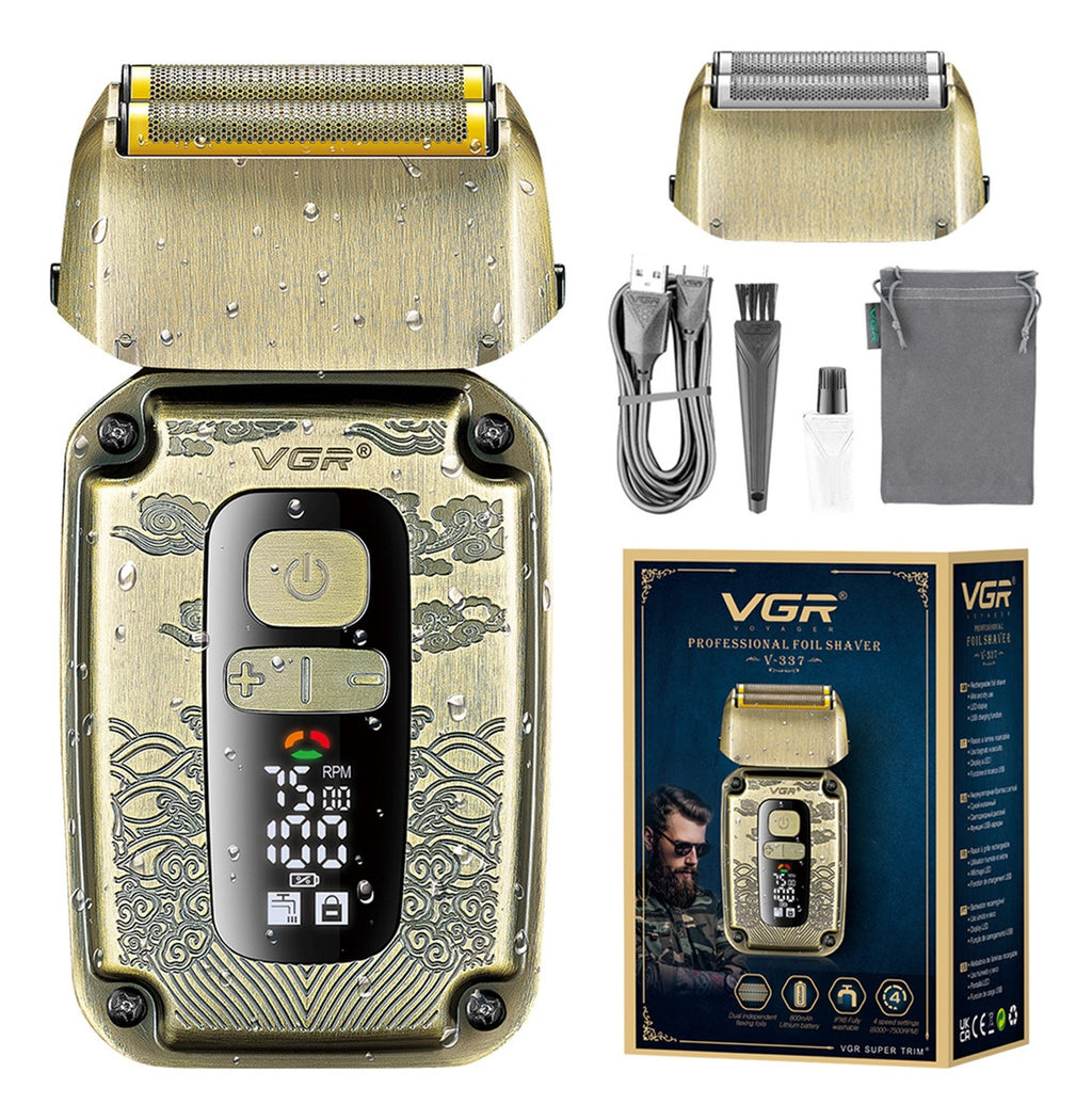 Afeitadora Electrica Trimmer Vgr V-337 Metal Ipx6 Dorado