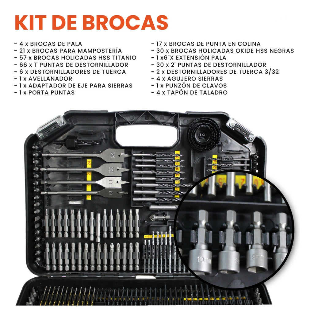 Puntas Brocas Para Taladro Estuche 246 Pz Profesional