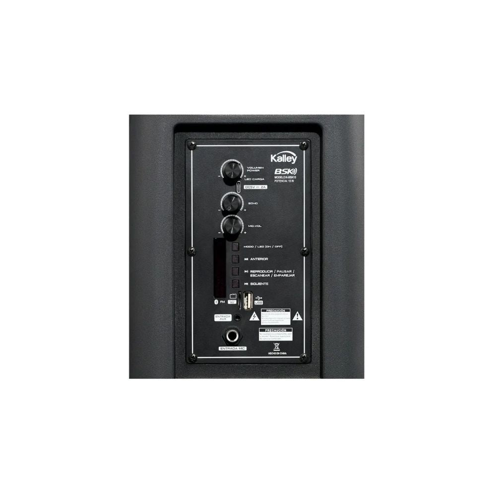 Parlante Kalley Bsk 15W Rms 200W Pmpo Bluetooth Luces Led 2X8"