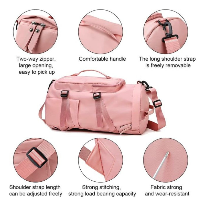 Bolso Maleta Morral Deportivo Impermeable Multifuncional Pink Rose