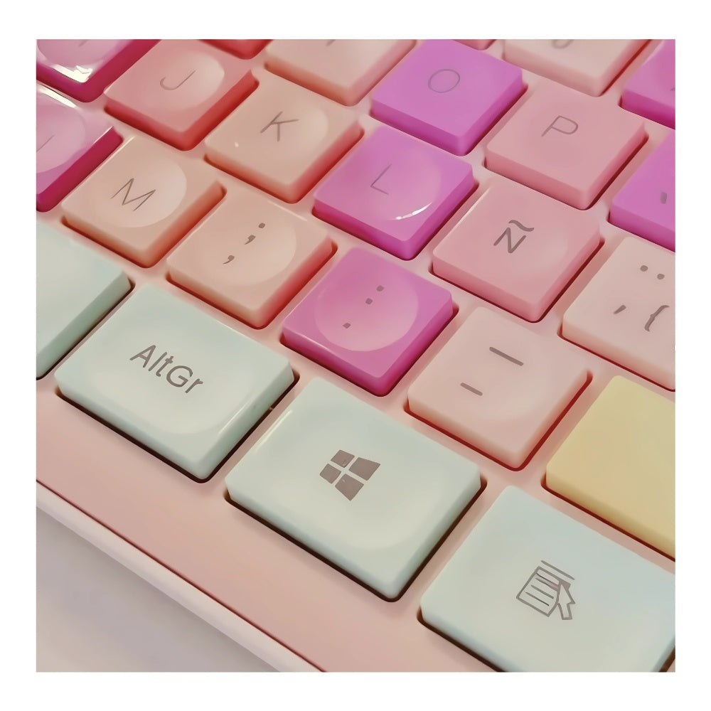 Teclado Para Pc Inalambrico Con Mouse Pink Colors Original