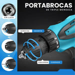 Taladro Con Estuche Inalambrico Doble Baterias 25 Accesorios Maletin Percutor