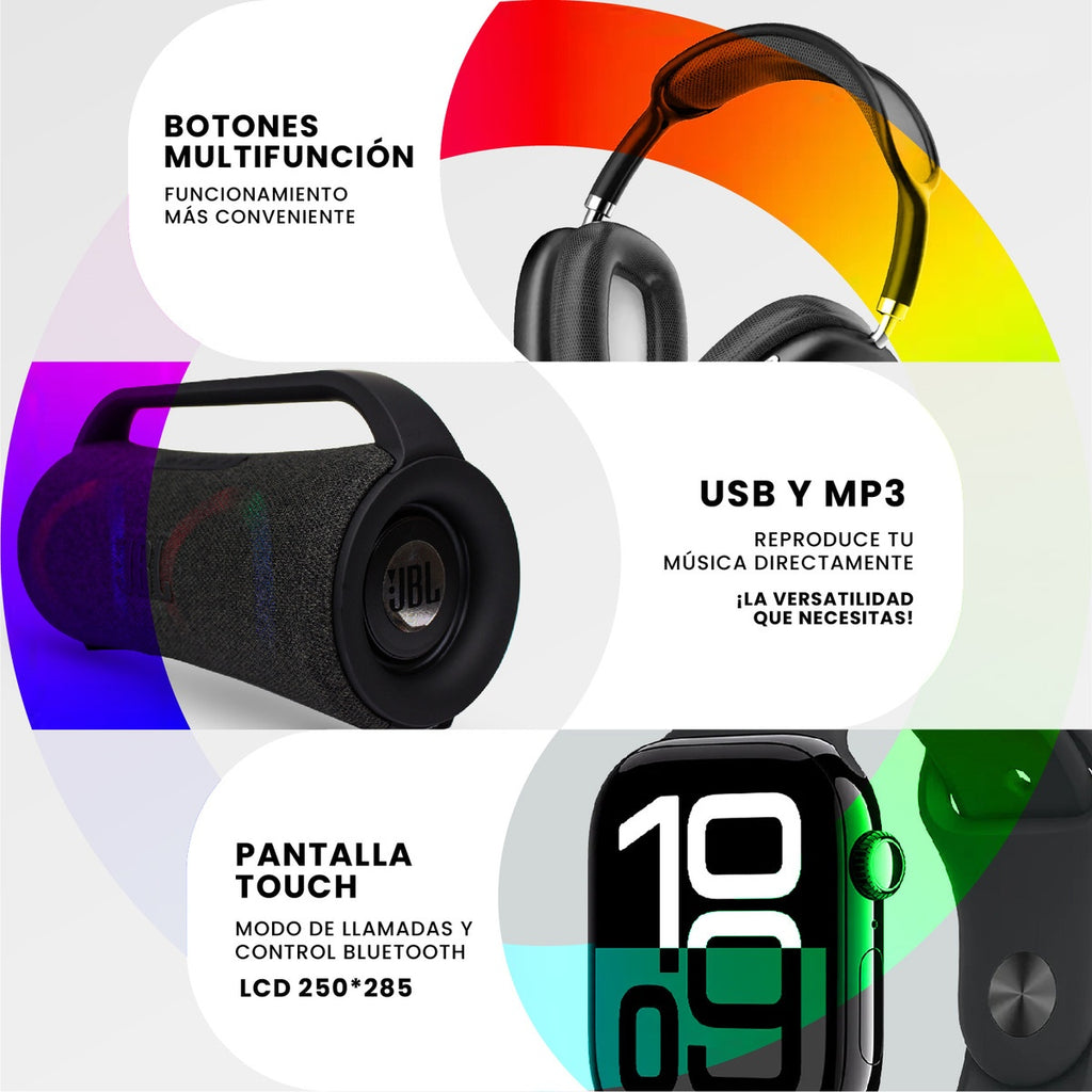 Regalo Perfecto Para Papa Reloj Smartwatch Audifonos Pro Parlante Mega Bass