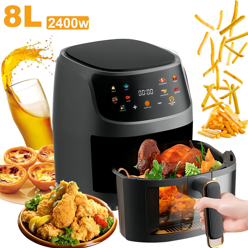 Electrica 8L Freidora De Aire Sin Aceite Horno Visua 2400W Color Negro