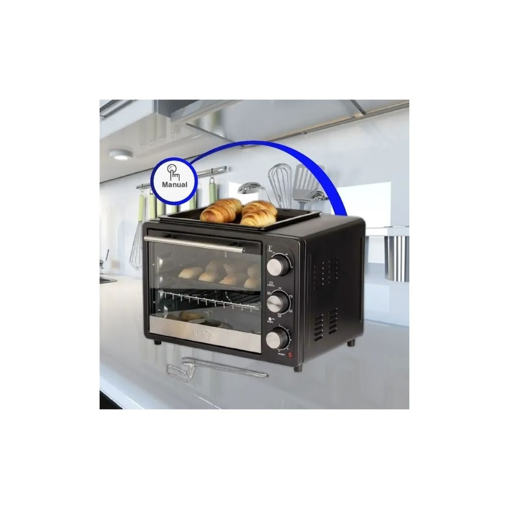 Horno Electrico Kalley 18 Litros 1200W - Tostador Y Asador Compacto