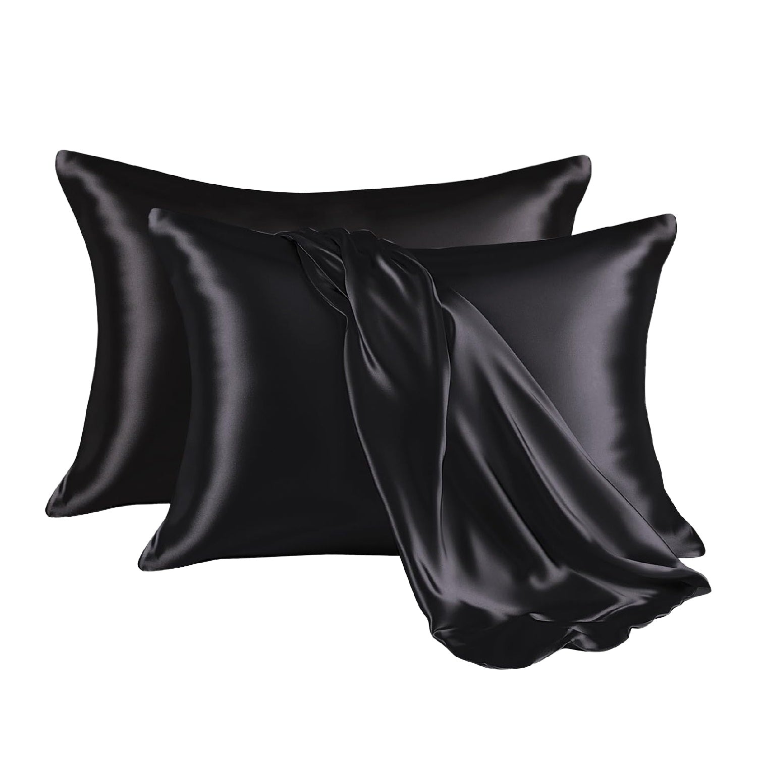 Fundas Para Almohada Satin Seda Cuidado Cabello Piel Anti Friz Color Negro Innovo 68 X 45