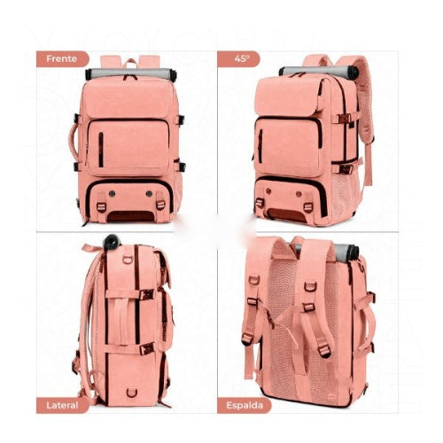 Mochila Bolso Maleta Multifuncional Laptop Viajero Gran Capacidad Impermeable Rosa