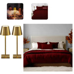 Combo Home Cubrelecho Ovejero Cama Doble Vinotinto + 2 Lamparas Farol Tactil