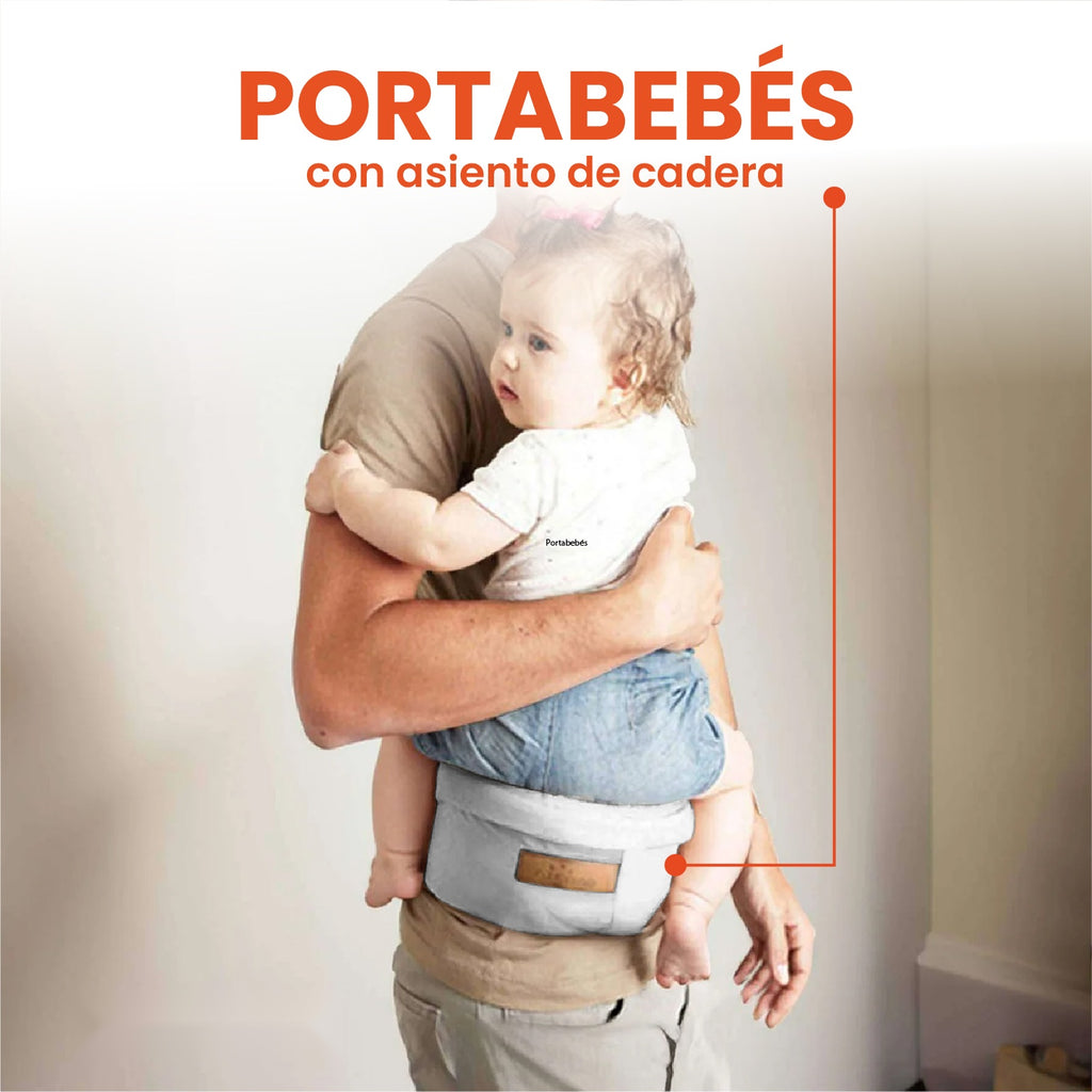 Canguro Portabebes Soporte Ergonomico Ajustable Cintura Gris Innovo