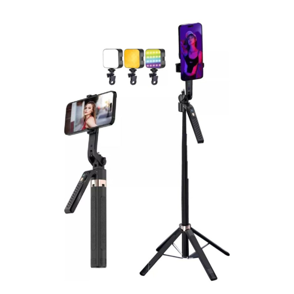 Palo Selfie Seguimiento Facial Tripode Todo En 1 Selfie Con Ia Bluetooth Con Panel De Luz Rgb