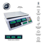 Bascula 40Kg Doble Pantalla Acero Inoxidable Digital Memoria