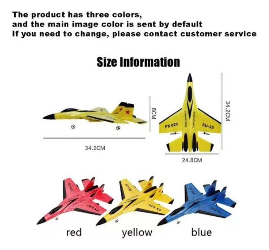 Avion Jet Control Remoto Recargable Volador Planea Juguete