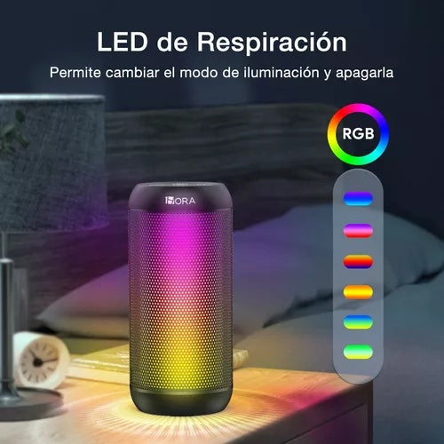Bocina Bluetooth Inalambrico Con Luces Led 1Hora Boc242 Negro