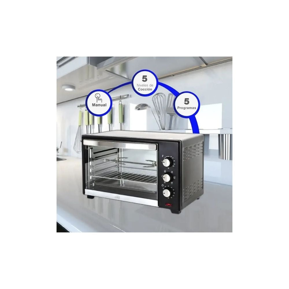 Horno Electrico Kalley 46 Litros 1600W 5 Programas Control De Temperatura