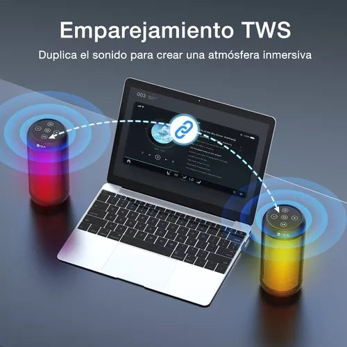 Bocina Bluetooth Inalambrico Con Luces Led 1Hora Boc242 Negro