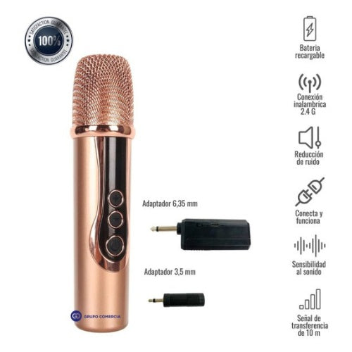Microfono Karaoke Inalambrico Receptor Universal Recargable