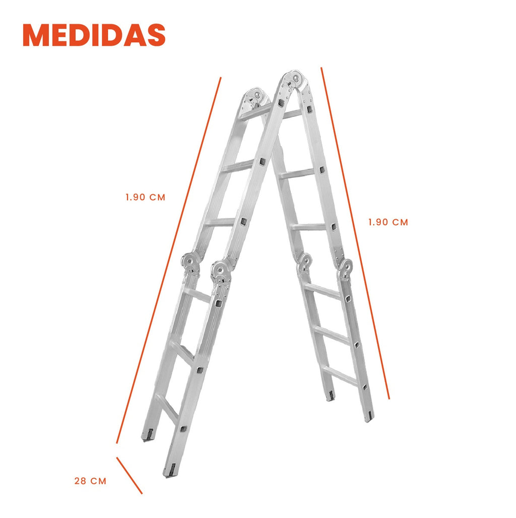 Escalera Todo En 1 Multifuncion 12 Pasos Ajustable Innovo Resiste 150 Kilos Multifuncional